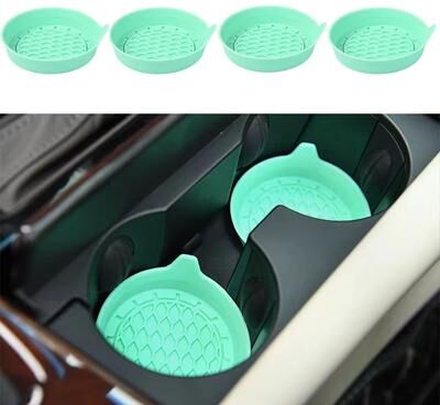 Inspired Finds Universal Silicone Car Cup Holder Coasters Non Slip Interior Pads (2 4pcs) green 4pcs