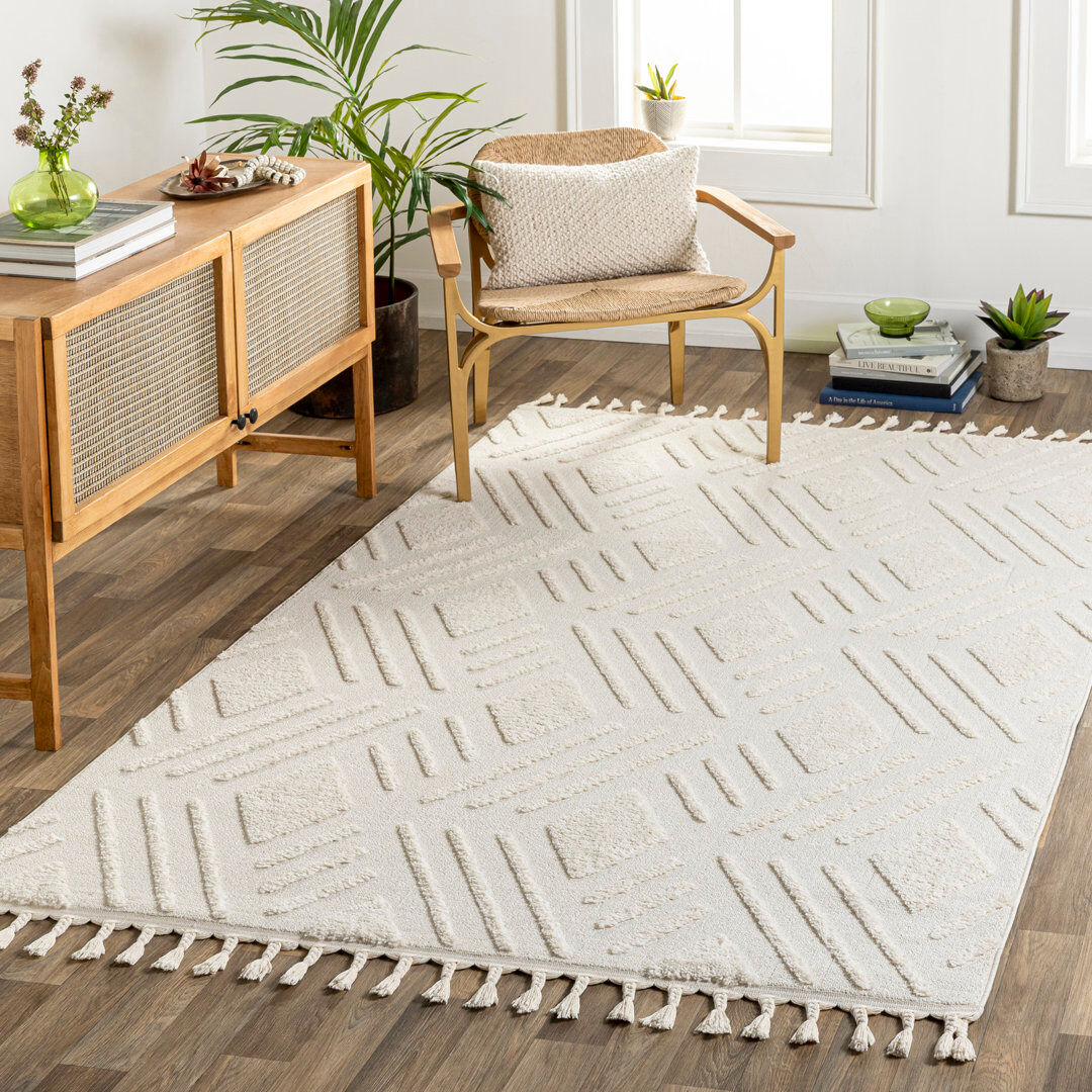 Bloomsbury Market Nampa Rectangle Geometric Berber Ivory Rectangle 200 x 275cm