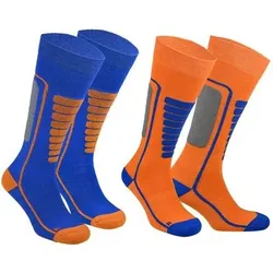 NORFOLK Kinder Skisocken Merino Skisocken für Kinder mit Schokabsorptie - 2 Paar - Courchevel Kids, Größe 31-34 in Blau Blau