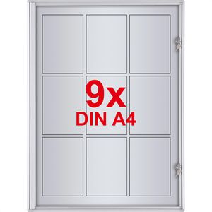 Showdown-Displays Schaukasten Economy XS-Linie, innen, 9 x A4, magnetisch, extraflach, abschließbar