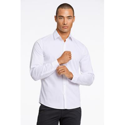 Businesshemd LINDBERGH, Herren, Gr. M, N-Gr, weiß, Stoff, Obermaterial: 76% Baumwolle, 21% Nylon, 3% Elasthan, slim fit normal, Ärmel mit Ärmelschlitz 2-Knopf-Manschette, Hemden, mit Stretchanteil