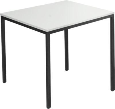 Schäfer Shop Pure Stahlrohrtisch, Rechteck, Quadratrohrfuß, B 800 x T 700 x H 720 mm, lichtgrau/schwarz