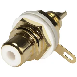HICON Cinch (RCA), 2-pol , Metall-, Löttechnik-Einbaubuchse, vergoldete(r) Kontakt(e), Gewinde, gold