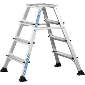 Zarges Klapptritt XLstep P, 40103, aus eloxiertem Aluminium, beidseitig begehbares Arbeitspodest, mit 2 x 4 Stufen