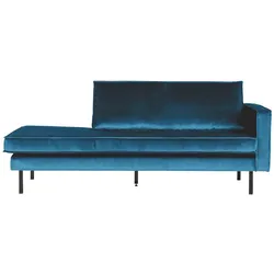 Daybed Recamiere Rodeo aus Samt, modern, rechts ausgerichtet, blau, elegantes Design