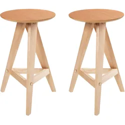 BARHOCKER 2er-Set Holz Hellbraun Aroma