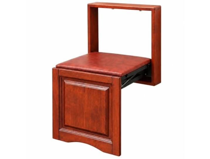 WSJJXS Wandmontierbarer Klapphocker für Schuhe mit Polster Klappt flach zusammen, platzsparend, weiches Polster, hält 150 Kilogramm.(Brown)