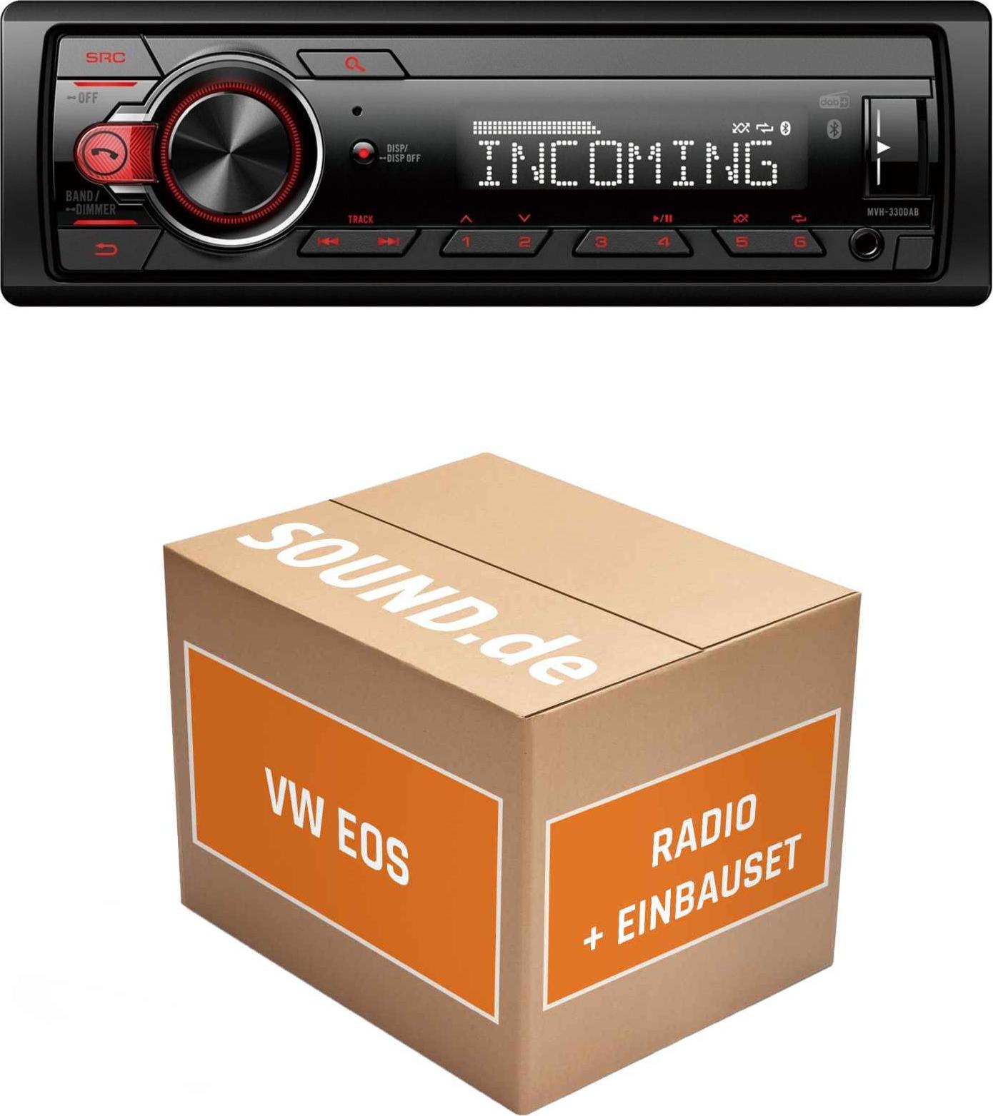 Autoradio Einbaupaket Pioneer MVH330DAB passend für VW EOS mit Orientierungslinien | Bluetooth Telefonieren