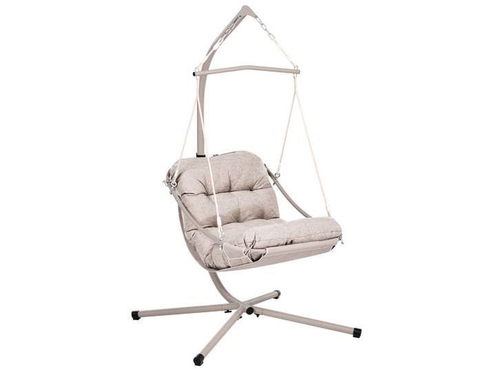 Beliani Hängesessel mit Gestell Metall Beige Alghero, 109x195x101 cm, Gartenmöbel, Gartenschaukeln, Hängesessel