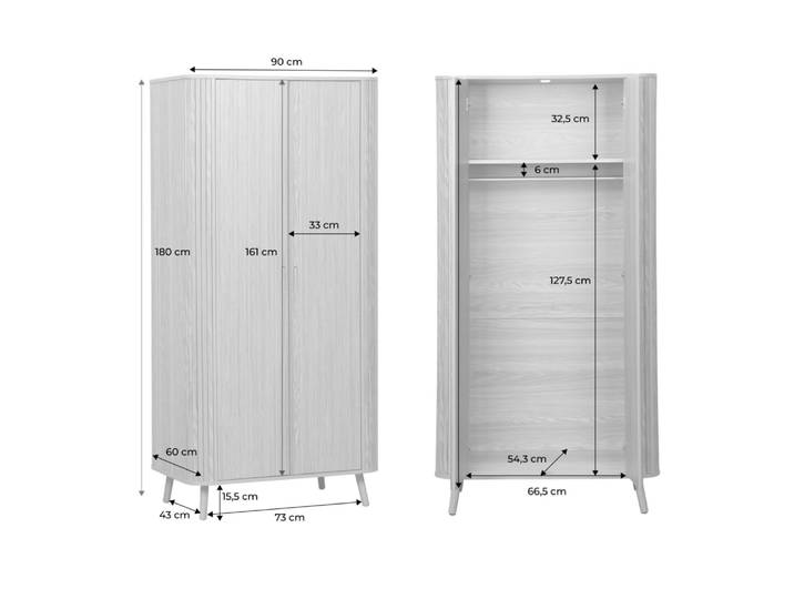 Armoire 2 portes décor bois rainuré teinte noyer sweeek