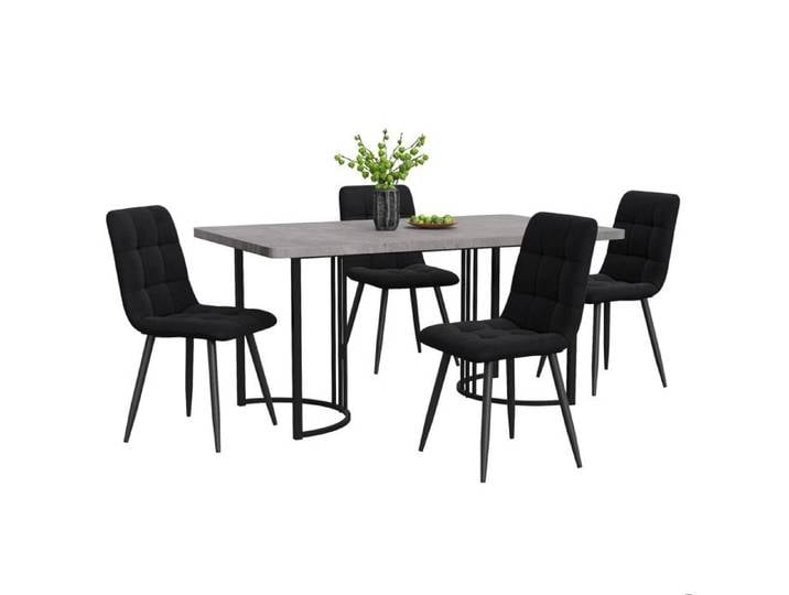 Table à manger avec chaises 140×80cm table et 4 chaises pieds en métal noir chaises en velours noir plateau en MDF