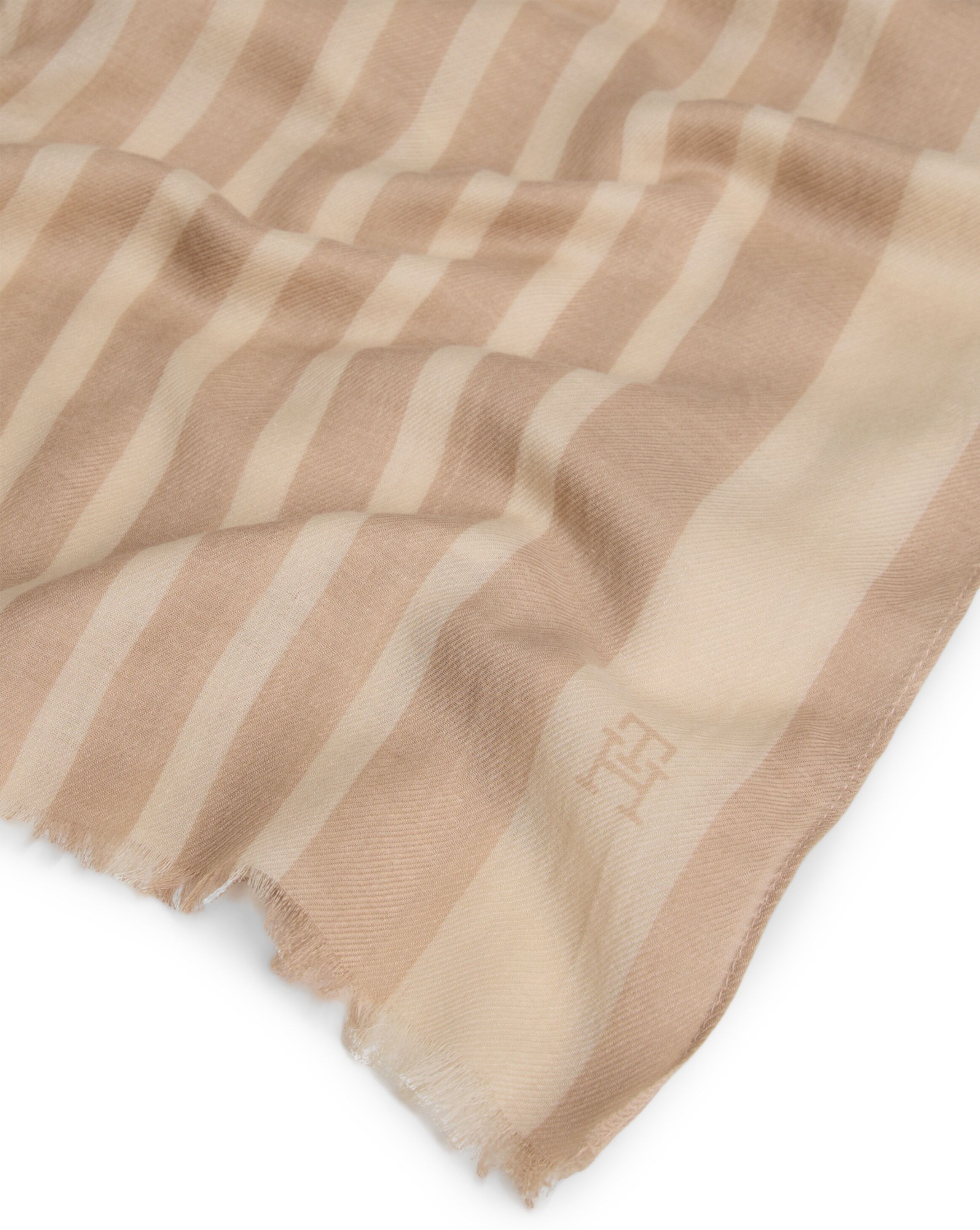 Modeschal TOMMY HILFIGER "ELEVATED CHIC", Damen, beige (classic beige), Web, Baumwollmischung, gestreift, Modetücher Modeschal, Einheitsgrösse classic beige Einheitsgröße