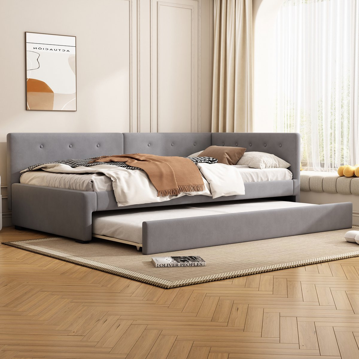 Zubaliya Gestoffeerd Kinderbed 90x200 cm - Grijs