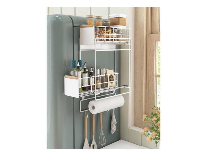LuxusKollektion Gewürzregal Gewürzregal Magnet Kühlschrank 2 Etagen Weiß, 1-tlg.