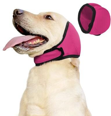 Inspire Select Noise Reduction Dog Ear Covers Waterproof Calming Hearing Protection Earmuffs For Dogs Adjustable & Shock Proof rose Red m