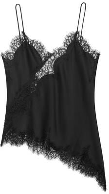 Retailers Go Asymmetrical Lace Satin Cami Top For Women black m