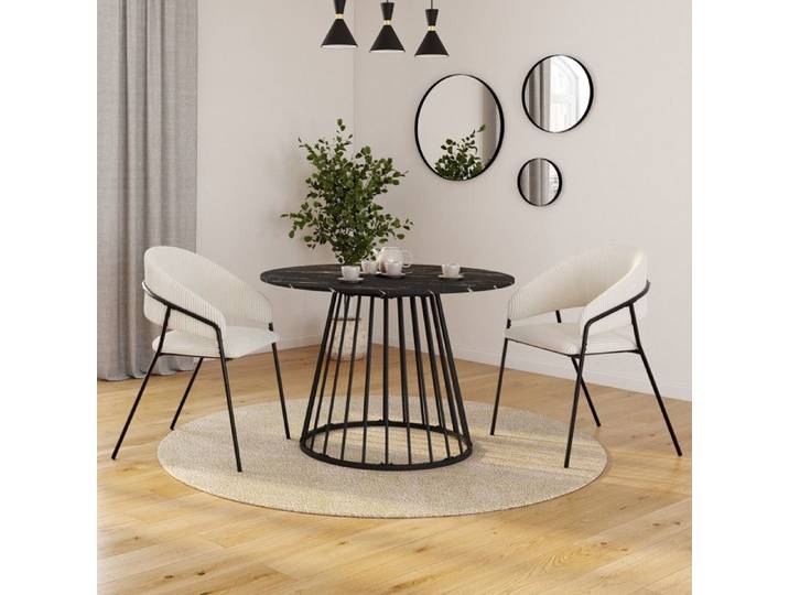 IDMARKET Lot de 2 chaises de salle à manger VINI en velours côtelé beige