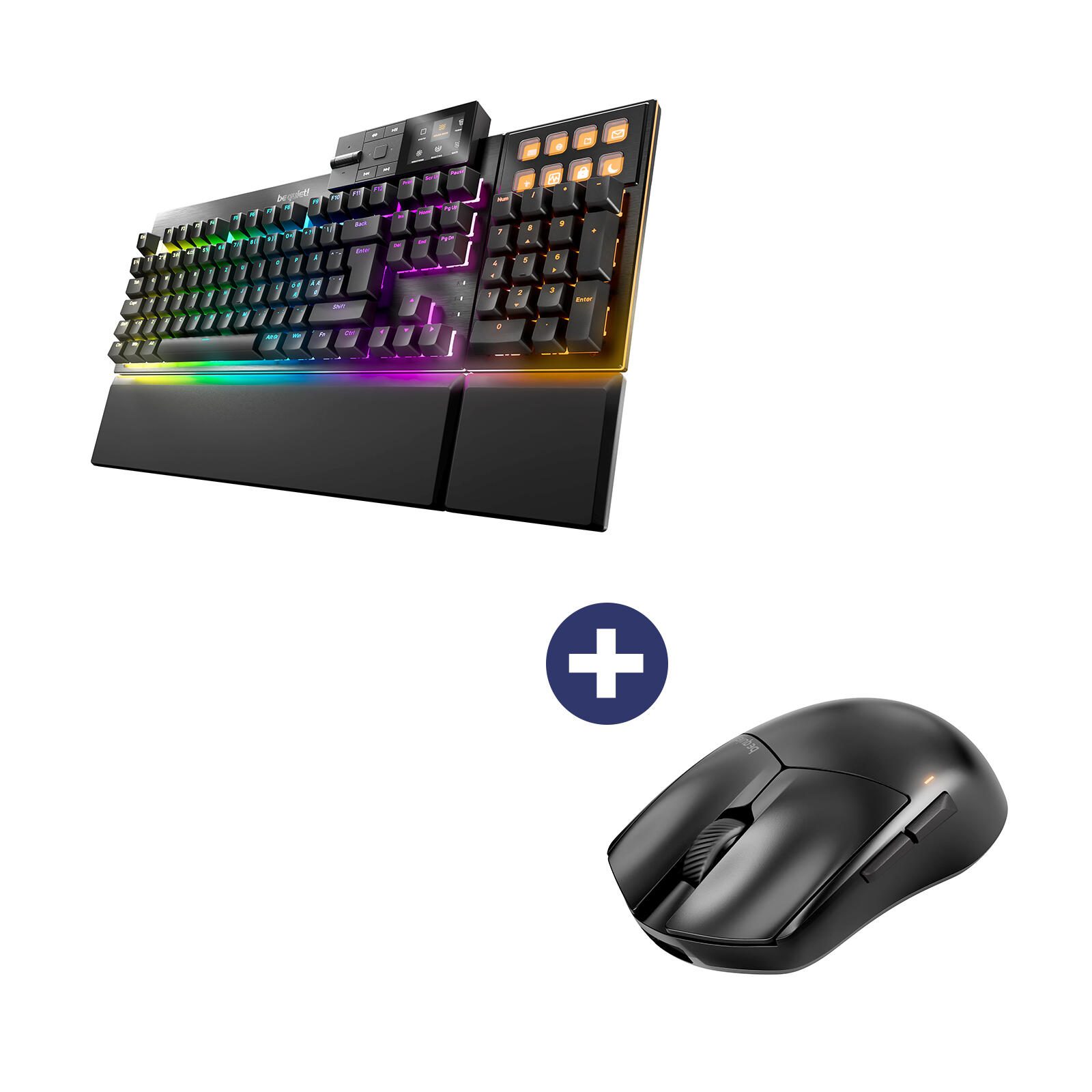Be Quiet Maus Dark Perk Sym + Tastatur Dark Mount Silent Linear RGB-LED BM008_BT001DE