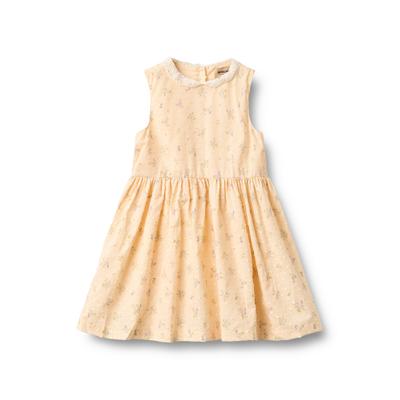 A-Linien-Kleid WHEAT "WHEAT Dress Elma", Mädchen, Gr. 98, ohne Ärmel, beige (barely apricot flowers), 100% Baumwolle, normal, Rundhals, Kleider