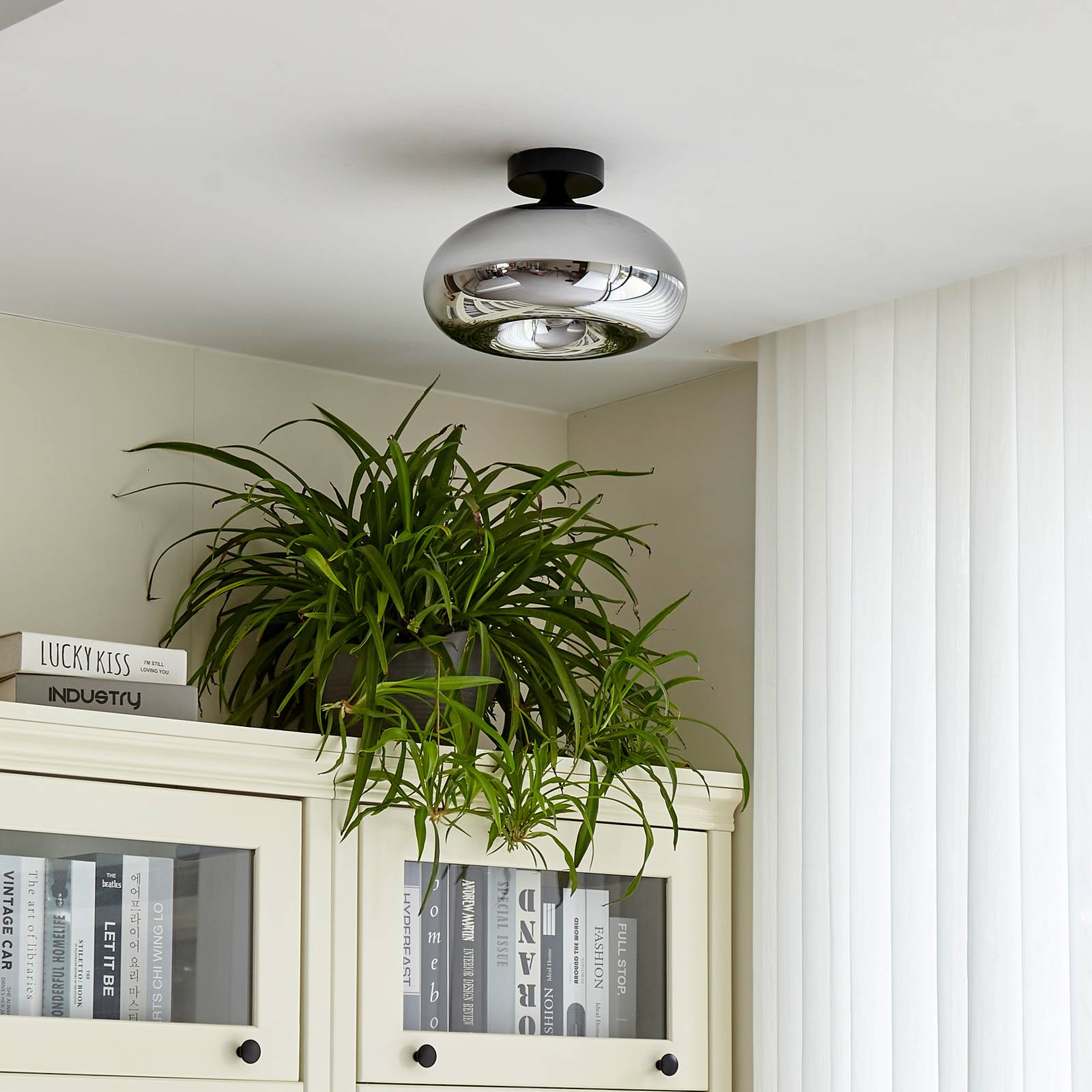 Ceiling Light Zehra Lindby, dimmable, Black, Hallway, Glass, Modern, Ceiling Light