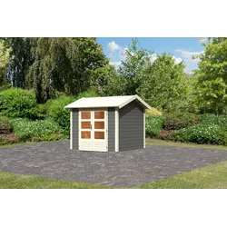 Karibu Gartenhaus Theres 3 - 28mm-244 x 244 cm- terragrau