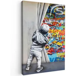 LEINWANDBILD Graffiti - Junge - Ilussie - Straßenkunst Deko XXL 80x120 cm