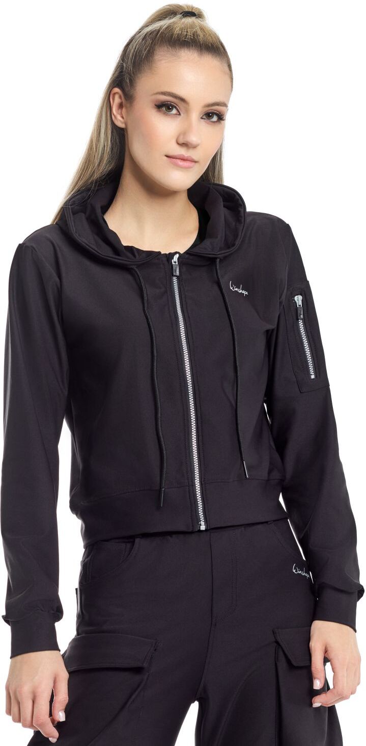 Trainingsjacke WINSHAPE "Functional Comfort One Pocket Jacket", Damen, Gr. L, schwarz, 85% Polyester, 15% Elasthan, ohne Ausschnitt, Jacken Trainingsjacke, J009C