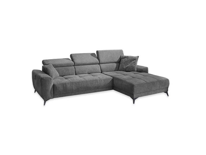 Ecksofa Auszug elektrisch USB-C Kopflehne verstellbar Couch Chenille Dunkelgrau / 15421