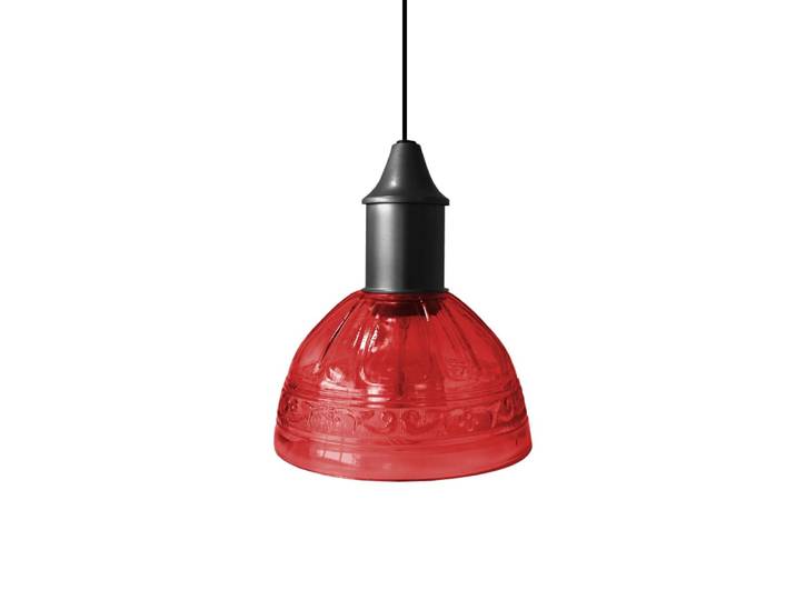 Suspension métal cable tulipe rouge D16cm