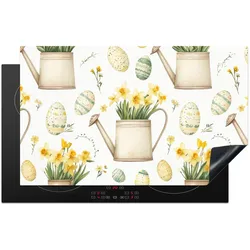 HERDABDECKPLATTE Gießkanne - Blumen - Eier Glaskeramikkochfeldabdeckung 85x52 cm
