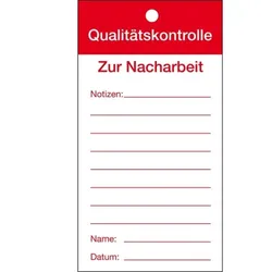 Qualitätsanhänger Qualitätskontrolle-Nacharbeit, Karton, 80x150mm, 50/VE