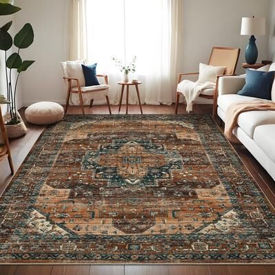 Garvee Oriental Medallion Washable Area Rug