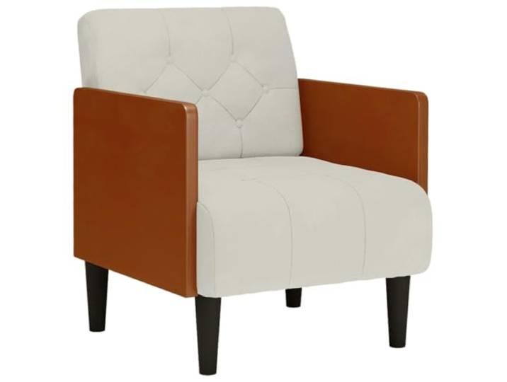 Sessel mit Armlehnen Creme 55 cm Samt Samtstoff,weiche Oberfläche,Schaumstoff und Feder,stützende