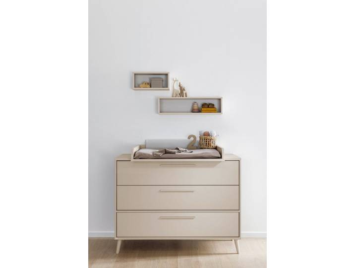 PAIDI Wickelkommode EEFJE in Beige, 3 Schubladen mit Soft-Close, verschiedene Ausführungen, langlebige Kommode, geprüfte Sicherheit, Wickeltisch aus Holz