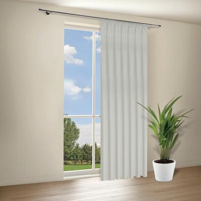 Gardine GERSTER "Kari" Gr. 1, grau (hellgrau), B:135cm H:245cm, Wirkware, Polyester, Gardinen, Gardine, Fertiggardine "Kari"