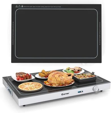 1/2/3/4 PCS Electric Warming Tray w/Tempered Glass Top for Buffets