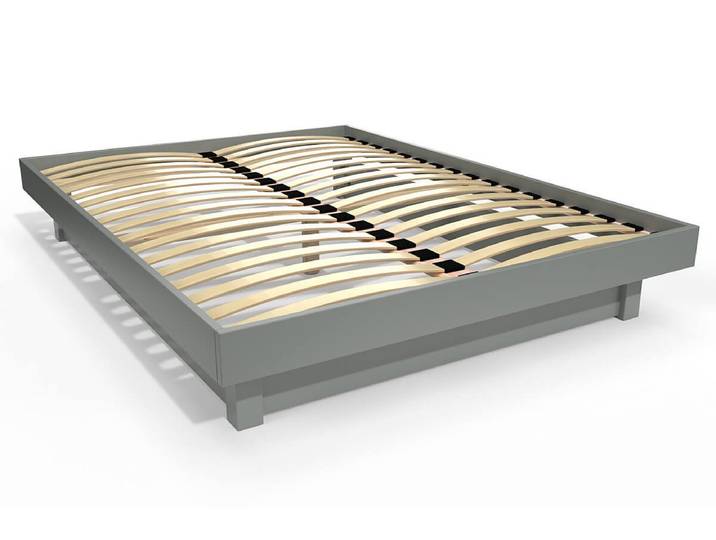 Lit plateforme 140x190 bois massif 140x190 Gris