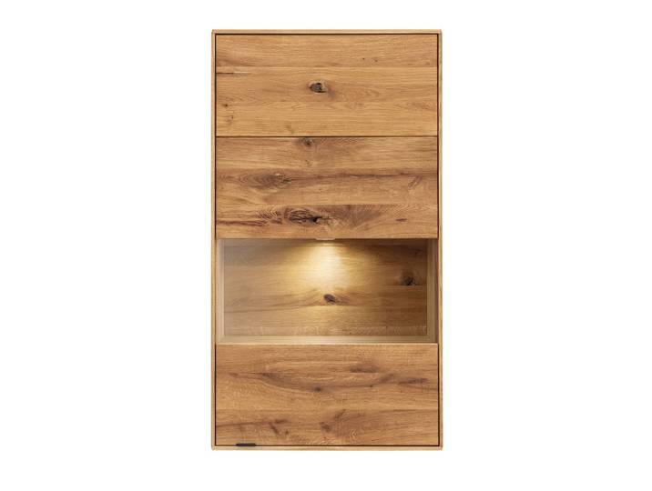 Hängevitrine mit Beleuchtung 61x111cm 'Montana' Wildeiche geölt