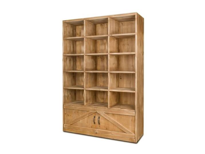 Etagère 15 casiers 2 portes bois massif