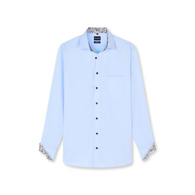 Businesshemd OLYMP "OLYMP Luxor, Comfort Fit, New Kent mit extra langem Arm", Herren, Gr. 39, Normaler Arm, blau (sky), 100% Baumwolle, Hemden