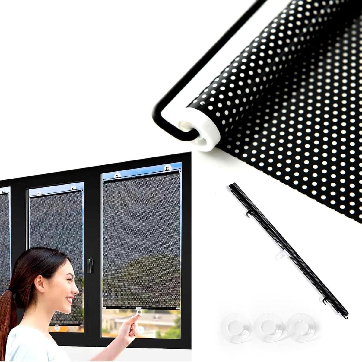 Oprolbaar Verduisterend Rolgordijn met Zuignap - Zonneblokkering - 60 x 100 cm