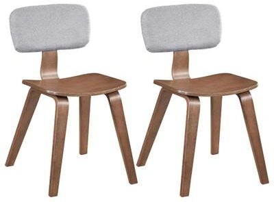 Costway Set of 2 Rubber Wood Dining Room Chairs with Teddy Velvet Padded Backrest-Walnut