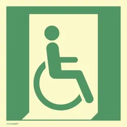 Aufkleber Notausgang für gehbeeinträchtigte Personen rechts,Folie,nachl.,160-mcd,200x200mm