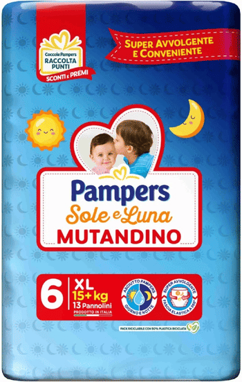 Pampers Sole e Luna Mutandino per Bambini XL 13 Pannolini