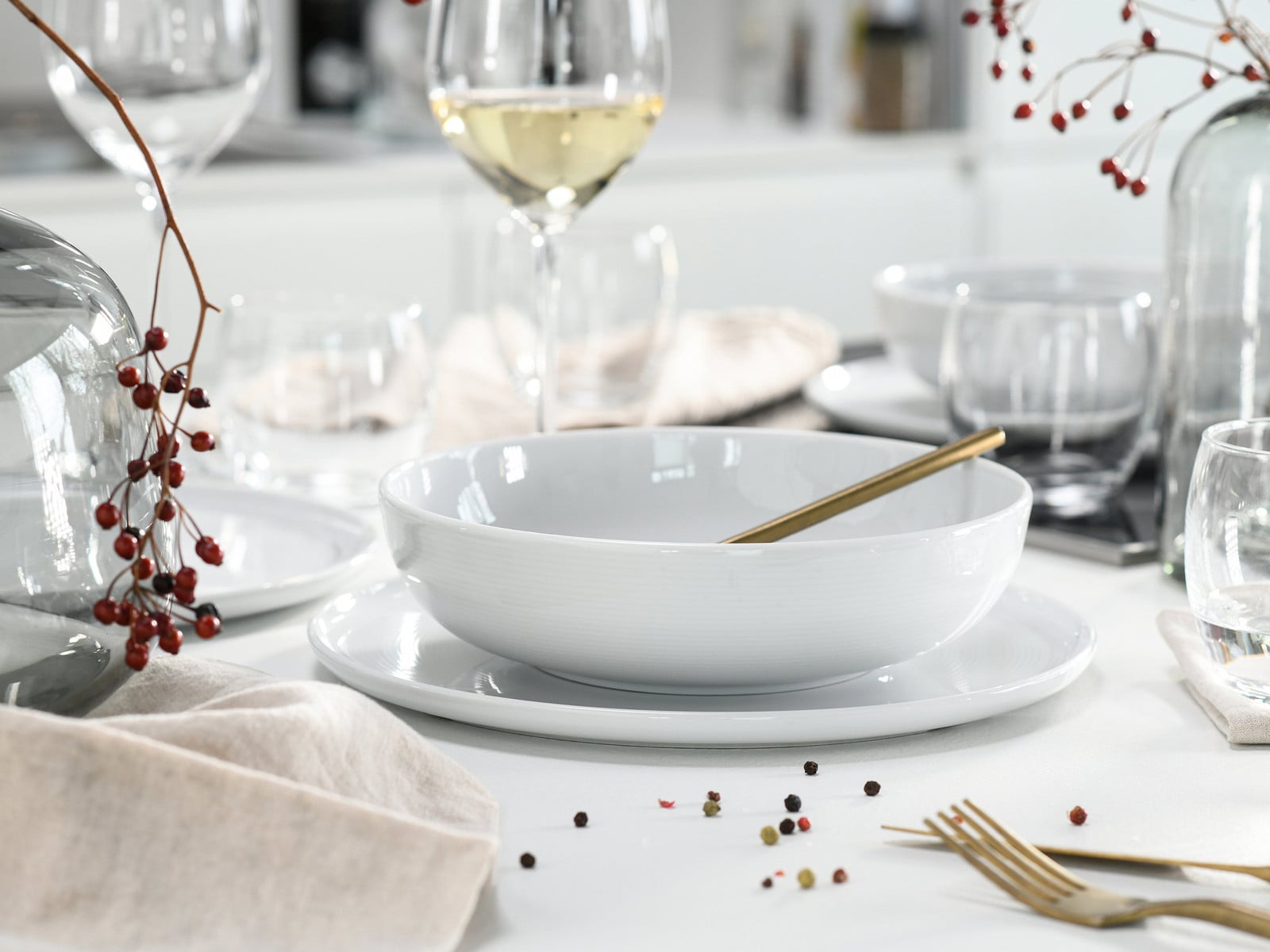 CreaTable Session White 12-delige porseleinen serviesset voor 6 personen, wit