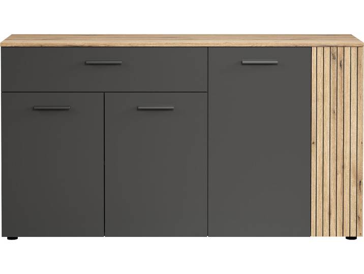 trendteam Wohnen Esteban Sideboard, Anthrazit Melamin Evoke Oak Melamin, B/H/T: 150/83/42 cm