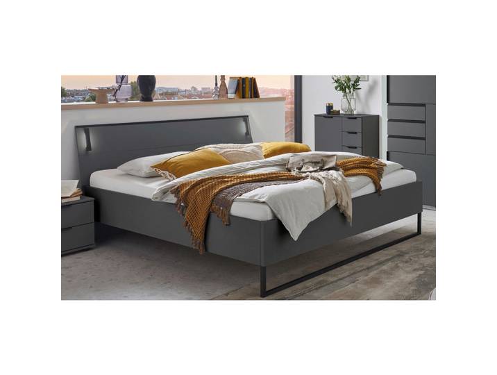 Carryhome Bett, Graphit, Metall, F, 180x200 cm, Made in Germany, Schlafzimmer, Betten, Doppelbetten