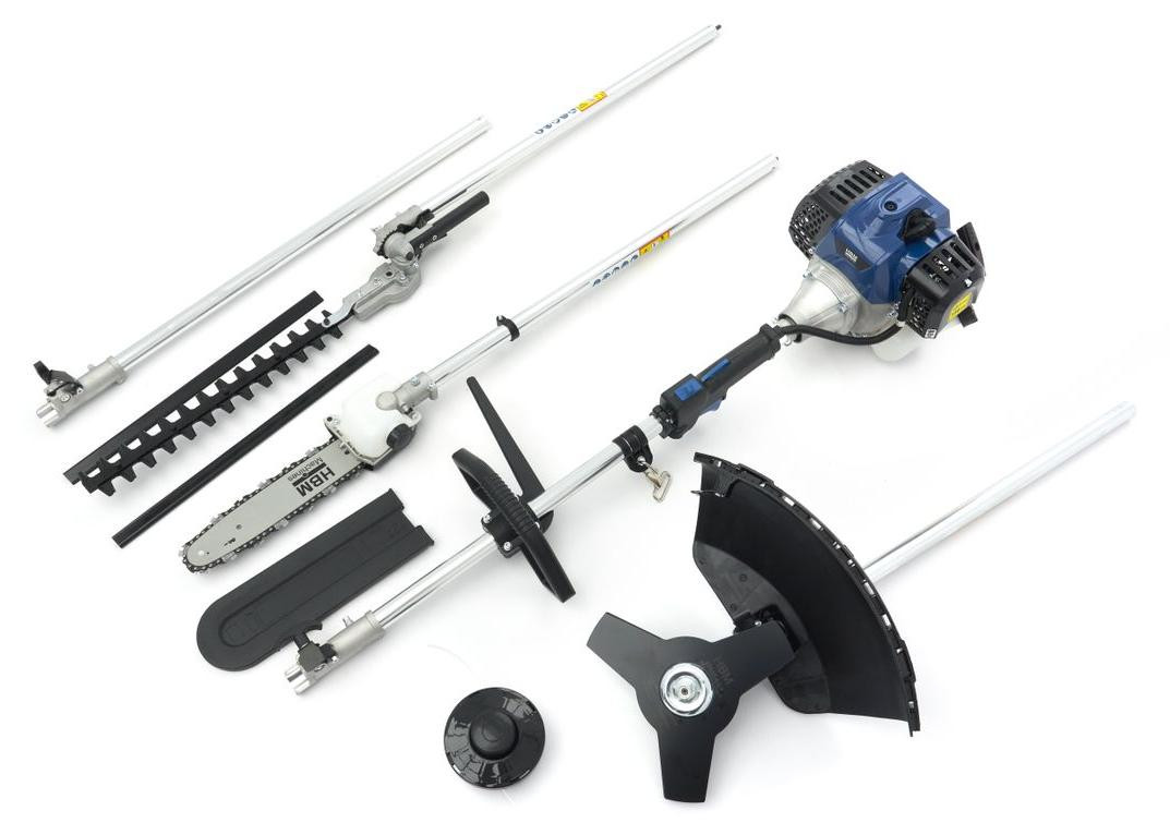 HBM 4-in-1 Gas Bosmaaier met Grastrimmer, Heggenschaar en Kettingzaag