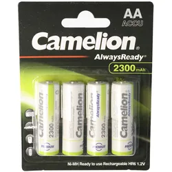Camelion AA, Mignon LR6, HR6, NiMH Akku mit bis zu 2300mAh in 4er Blisterverpackung, Always Ready mit geringer Selbstentladung, Ready to Use Akku