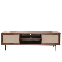 TV-MÖBEL in walnussdekor mit fronten aus stoff jetson 140/39,5/45 cm